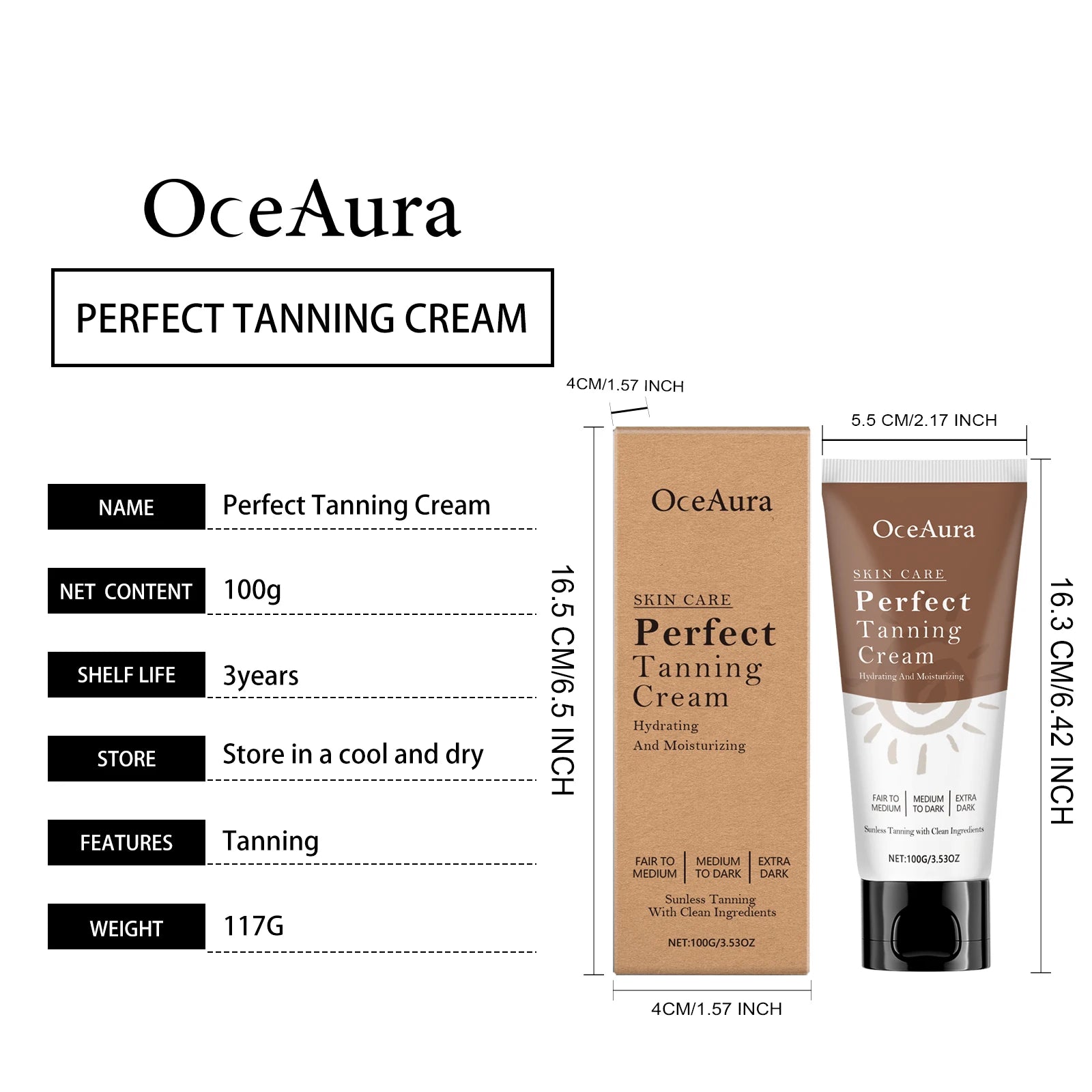 Oceaura 100g Fake Tan Body Cream – Tanning Accelerator Lotion