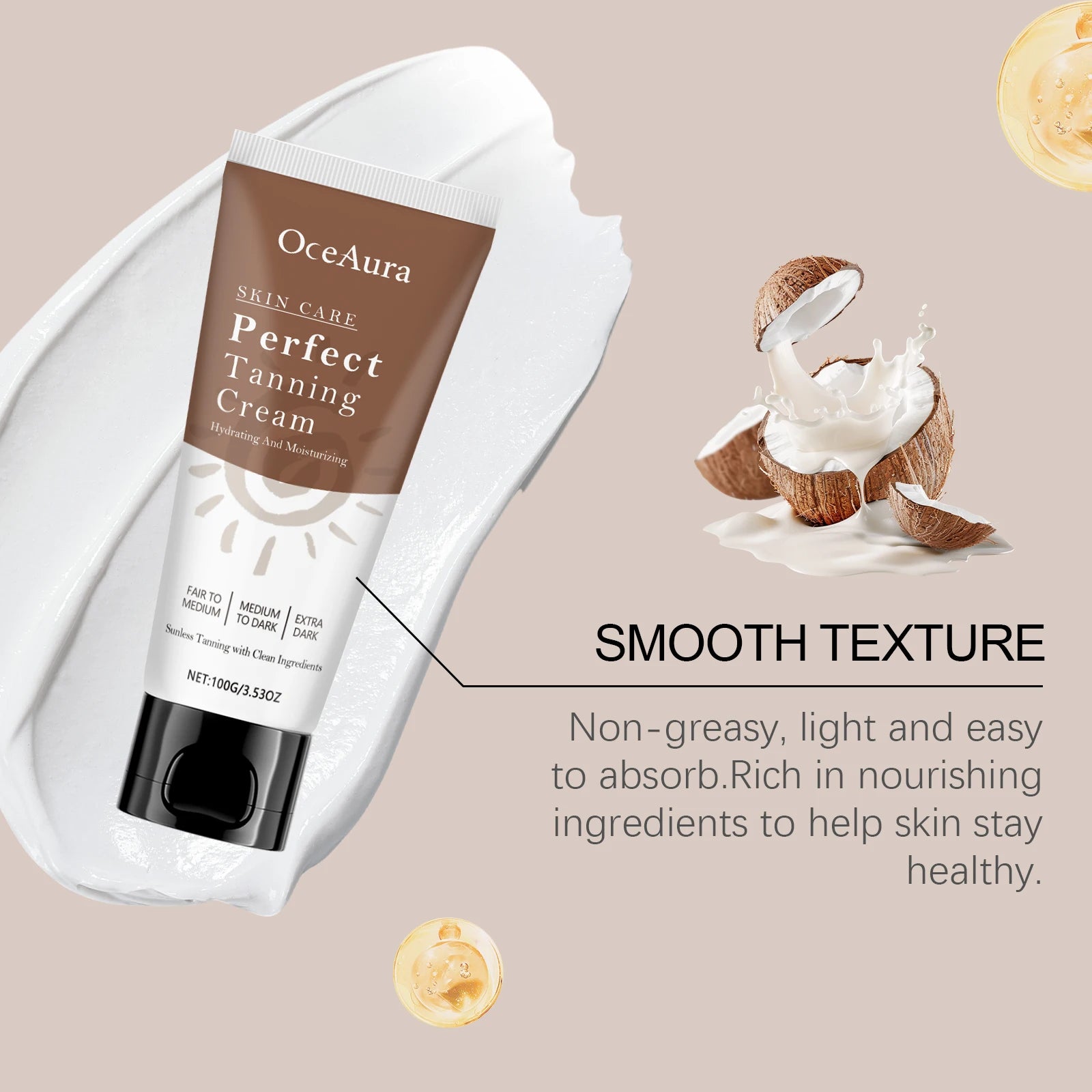 Oceaura 100g Fake Tan Body Cream – Tanning Accelerator Lotion