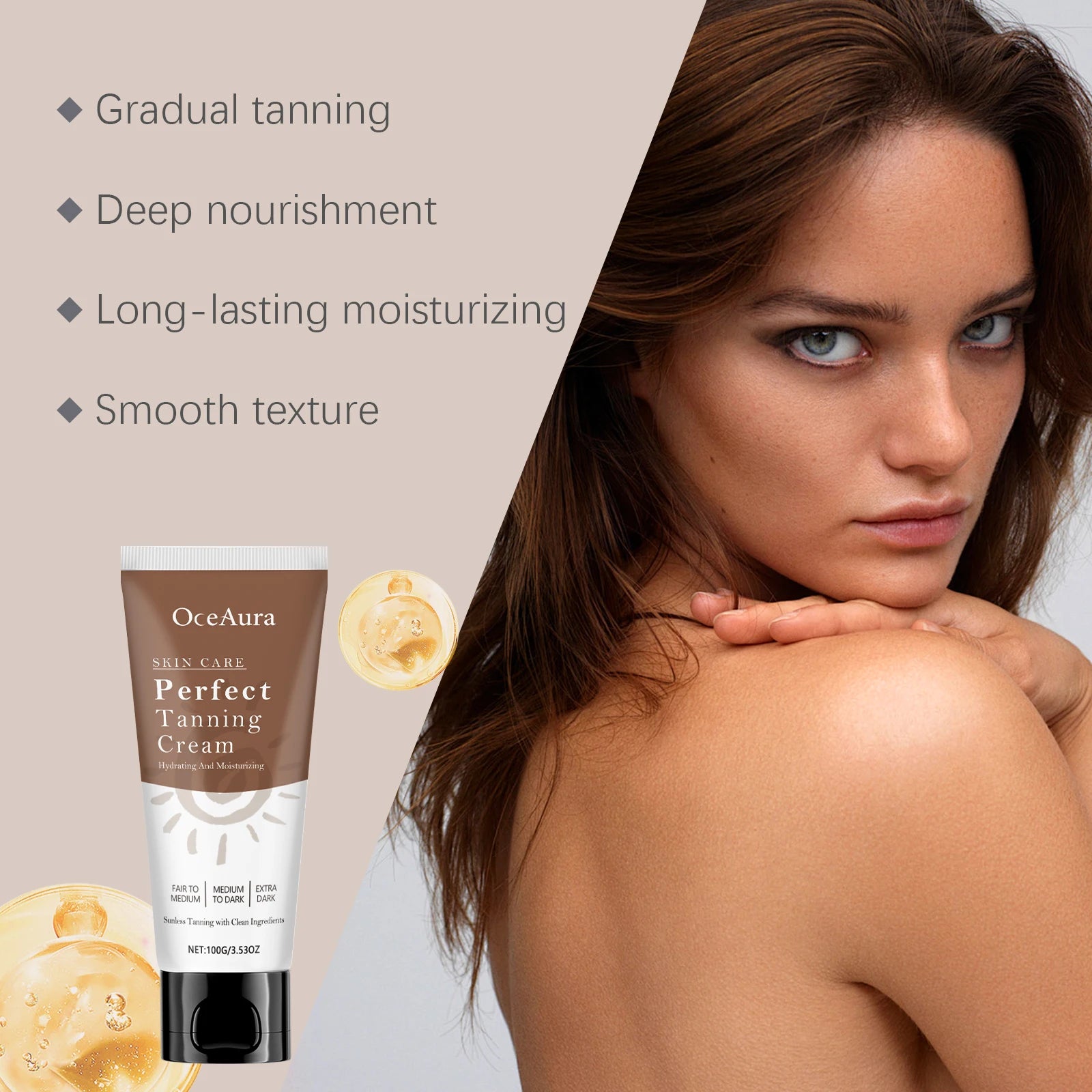 Oceaura 100g Fake Tan Body Cream – Tanning Accelerator Lotion