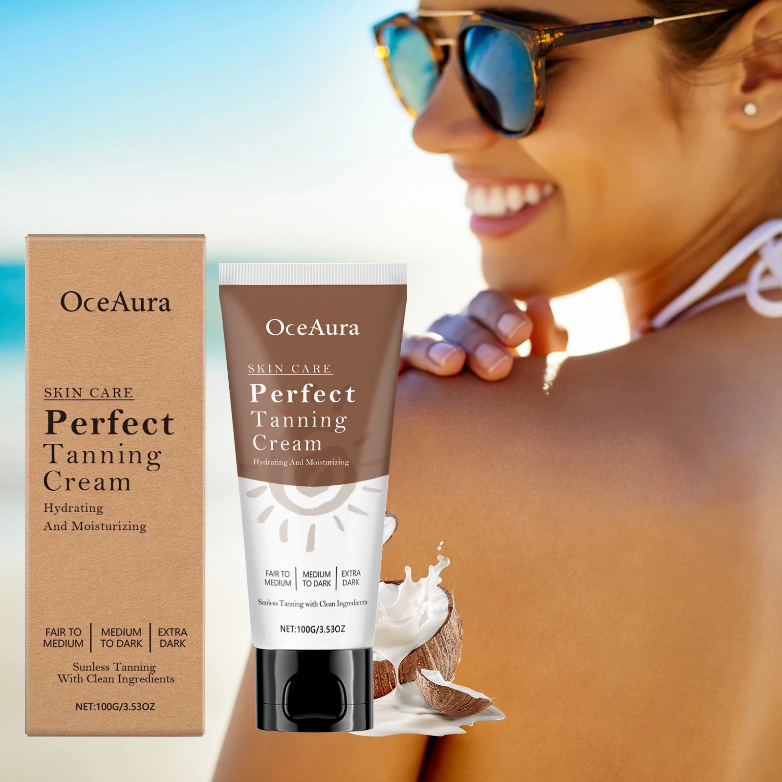Oceaura 100g Fake Tan Body Cream – Tanning Accelerator Lotion