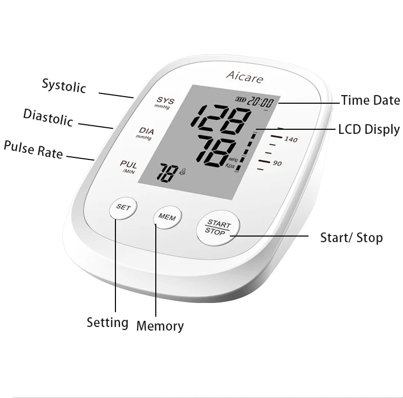 AICARE Upper Arm Digital Blood Pressure Monitor