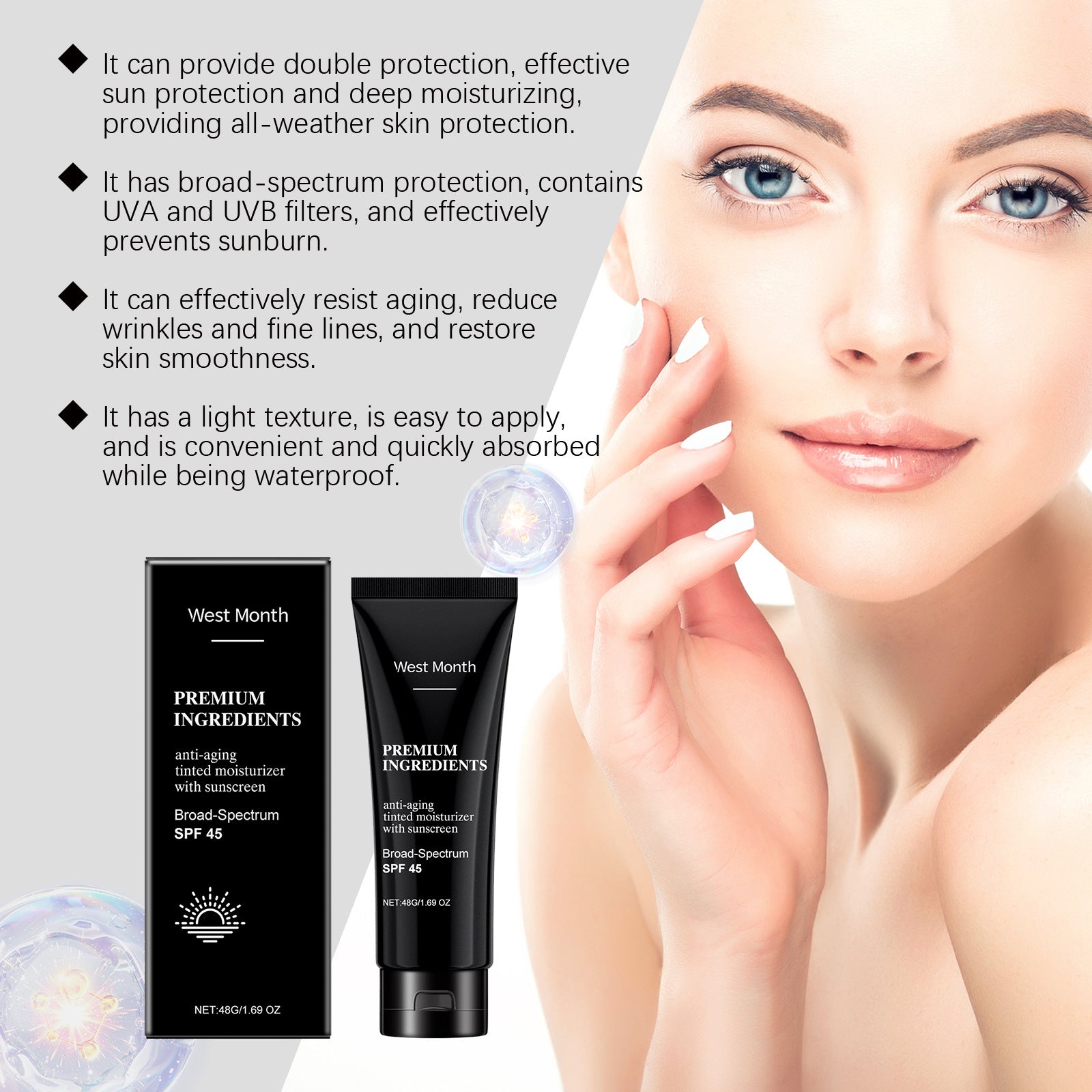 SPF45 Broad Spectrum Waterproof Sunscreen Cream