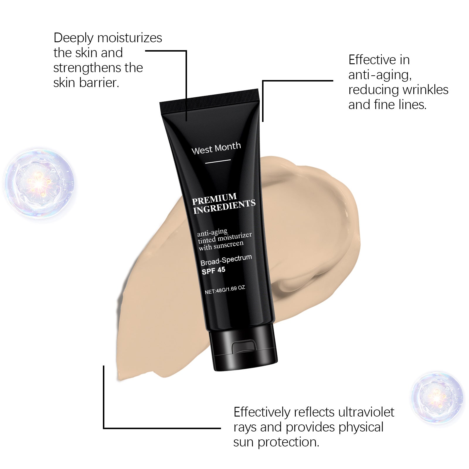 SPF45 Broad Spectrum Waterproof Sunscreen Cream