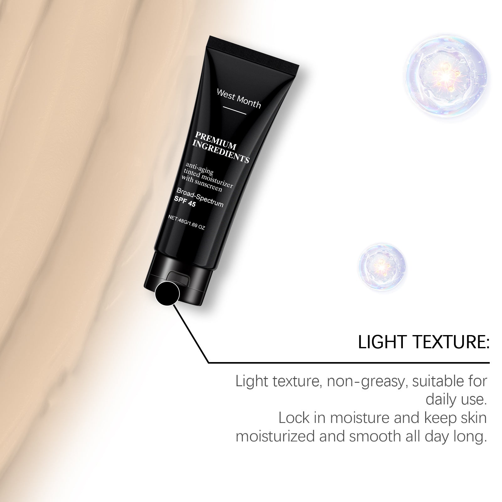 SPF45 Broad Spectrum Waterproof Sunscreen Cream