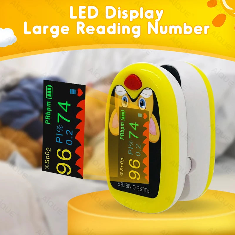 AiQUE Pediatric Pulse Oximeter – Oxygen & Heart Rate Monitor for Kids
