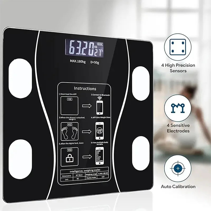 Smart Bluetooth Body Fat Scale – LED Digital Weight & Health Monitor
