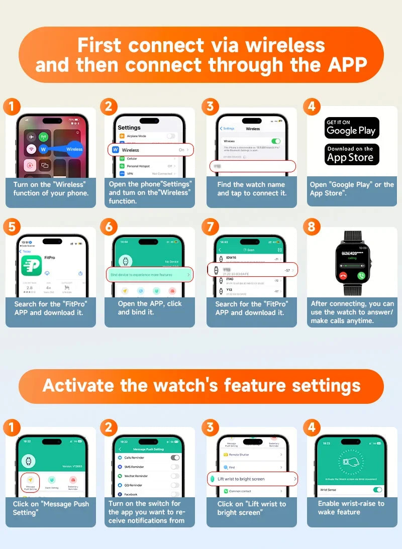 1.44" Bluetooth Smart Watch – Health Tracker for Android & iOS