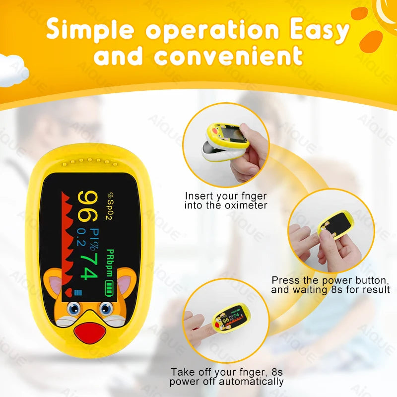 AiQUE Pediatric Pulse Oximeter – Oxygen & Heart Rate Monitor for Kids