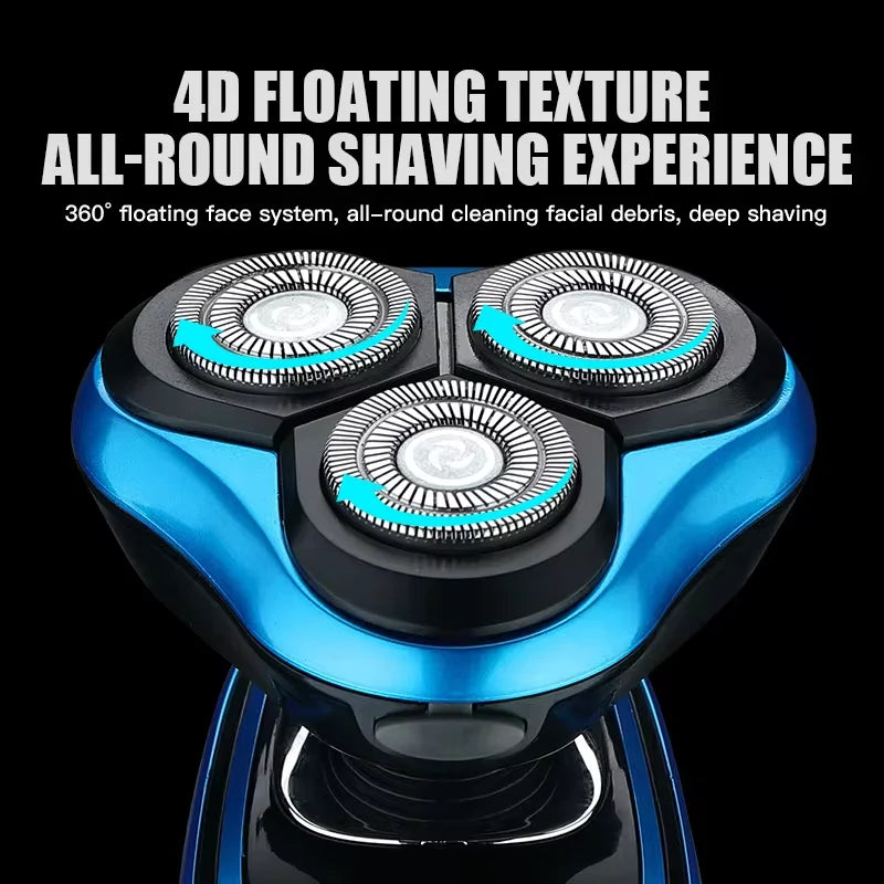 Electric Rotary Shaver & Beard Trimmer – Waterproof Rechargeable Razor