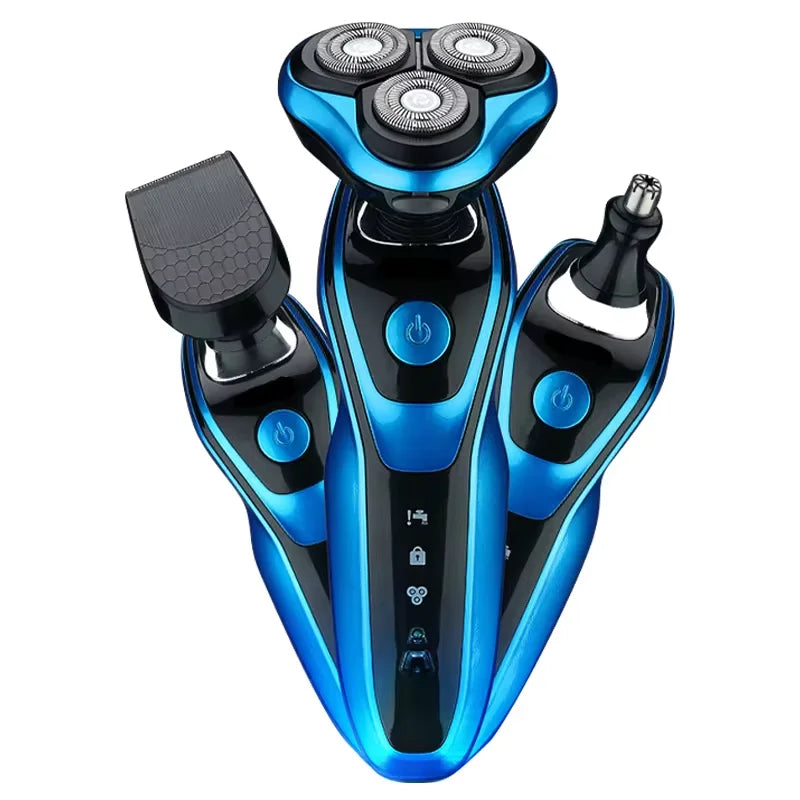 Electric Rotary Shaver & Beard Trimmer – Waterproof Rechargeable Razor