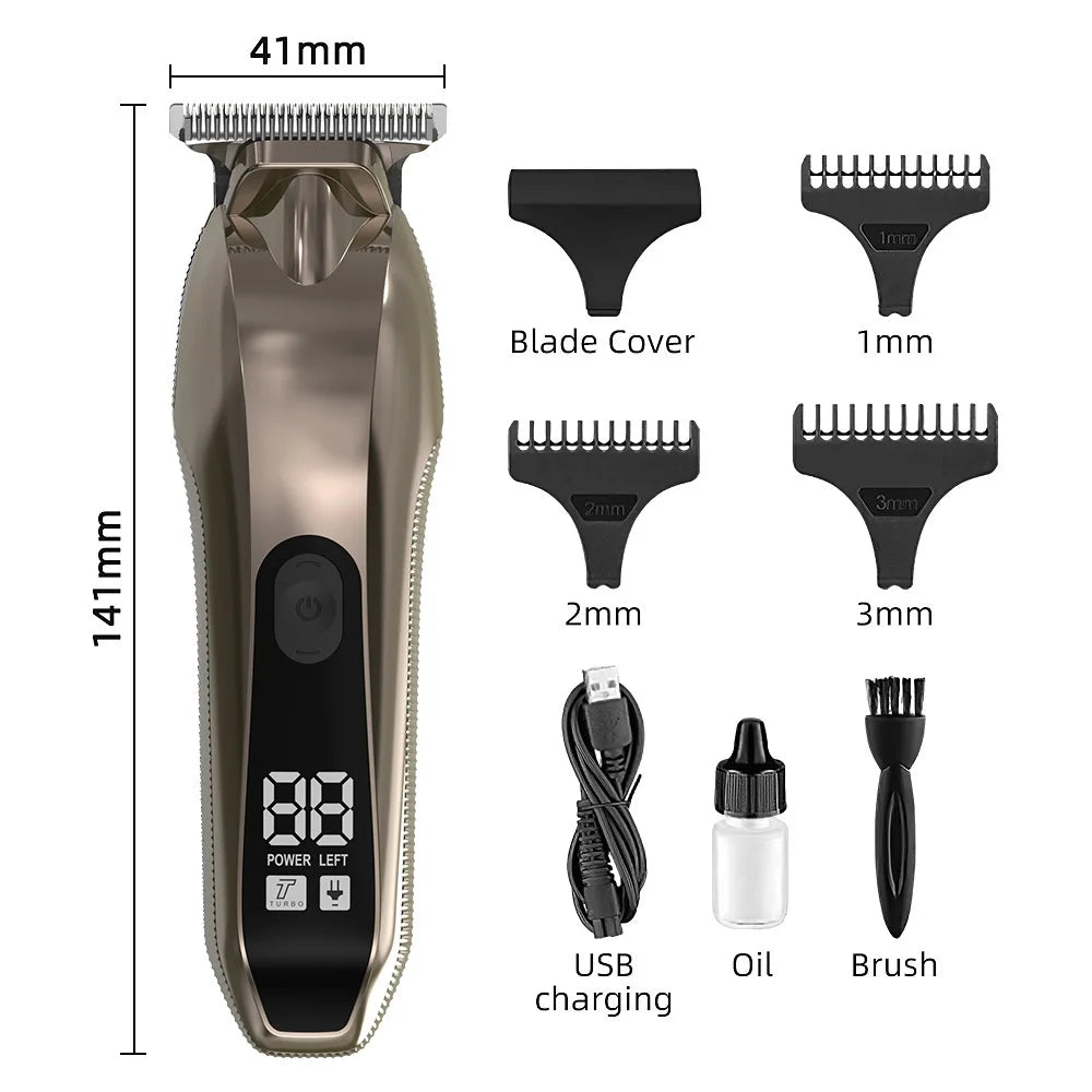 Professional Cordless Hair Clippers for Men with LCD Display