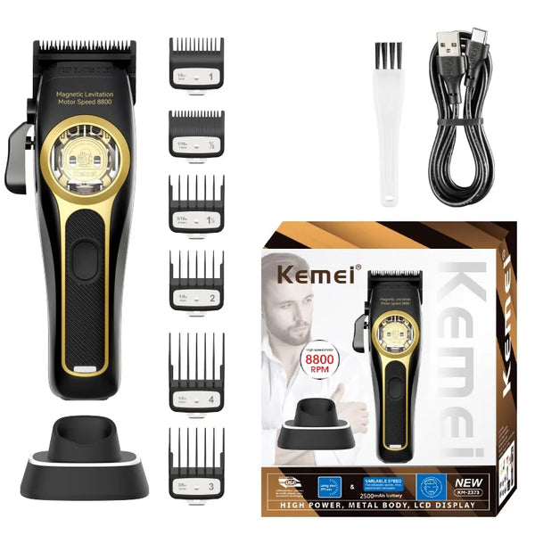 Kemei KM-2373 Professional Hair Clipper – Magnetic Motor & Charging Base