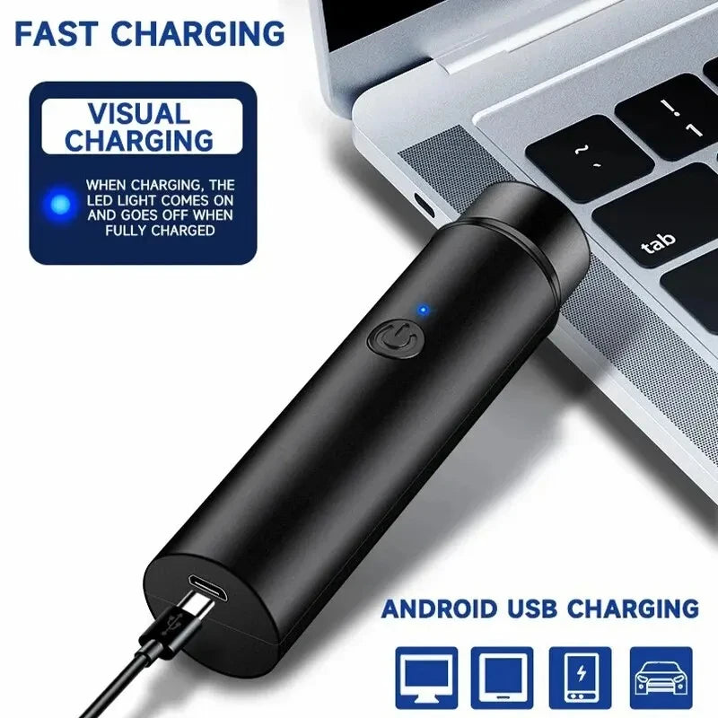 Mini USB Rechargeable Electric Razor for Men – Portable Black Shaver