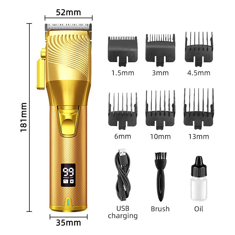 Professional Cordless Hair Clippers for Men with LCD Display