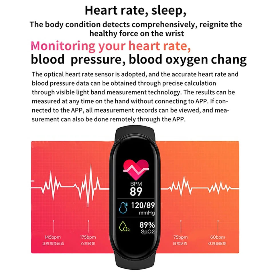 M6 Fitness Smart Watch – Heart & Health Tracker Bracelet