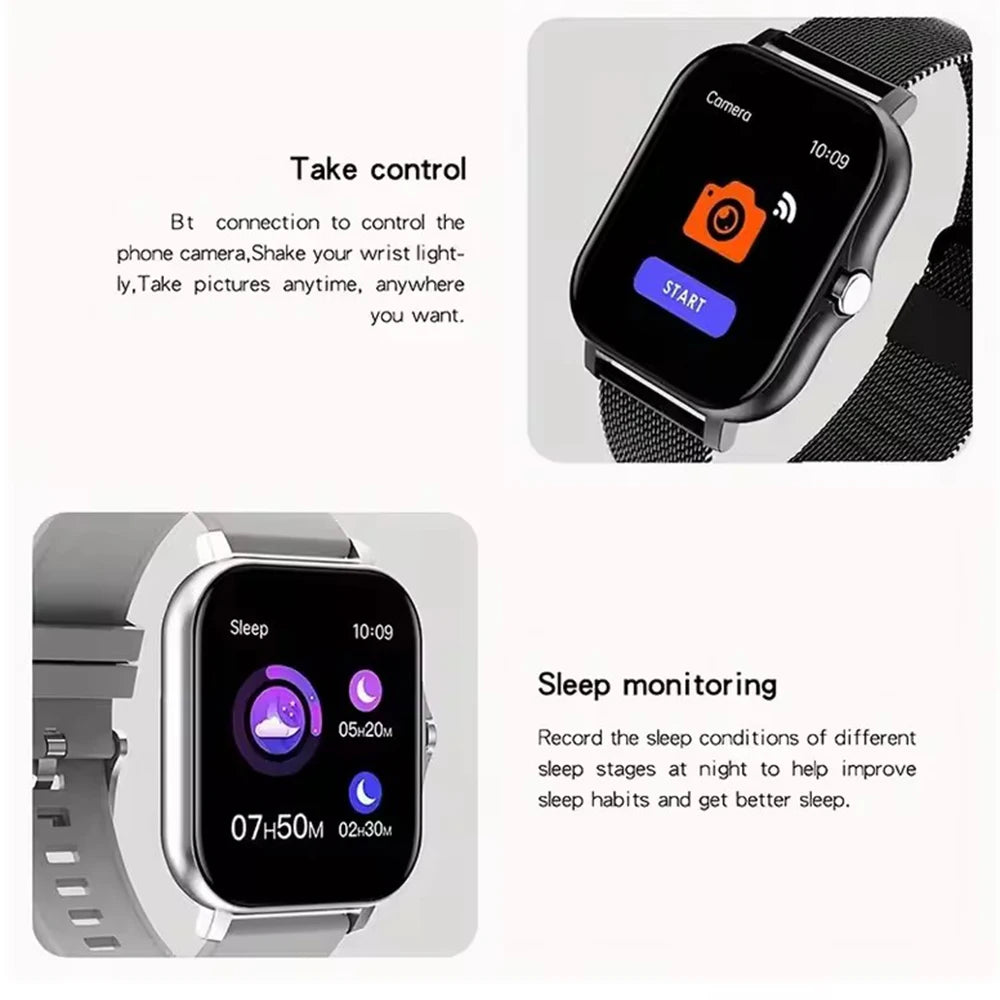 1.44" Bluetooth Smart Watch – Health Tracker for Android & iOS