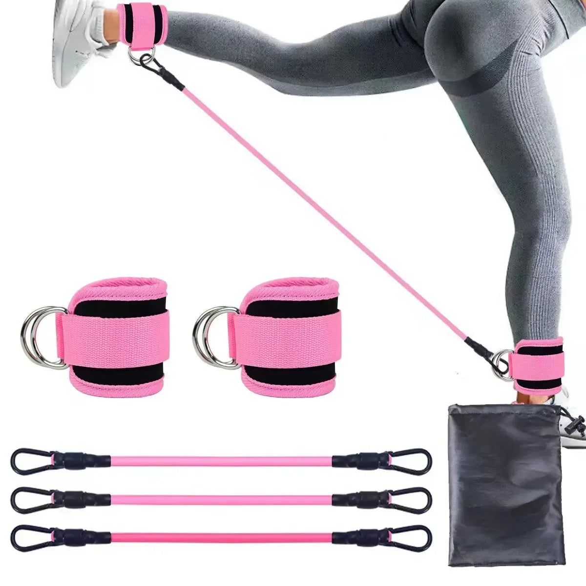 TPE Resistance Bands with Ankle Straps – Leg & Glute Training Set