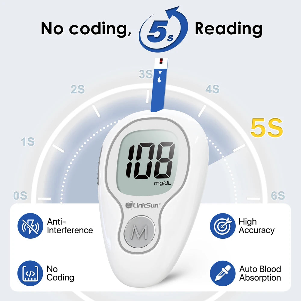 LinkSun G-425-3 Blood Glucose Meter Kit – Diabetes Sugar Monitor