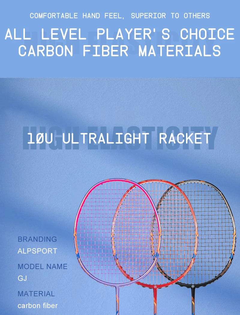 ALP GJ 10U Ultralight 52g Badminton Racket T800 Carbon