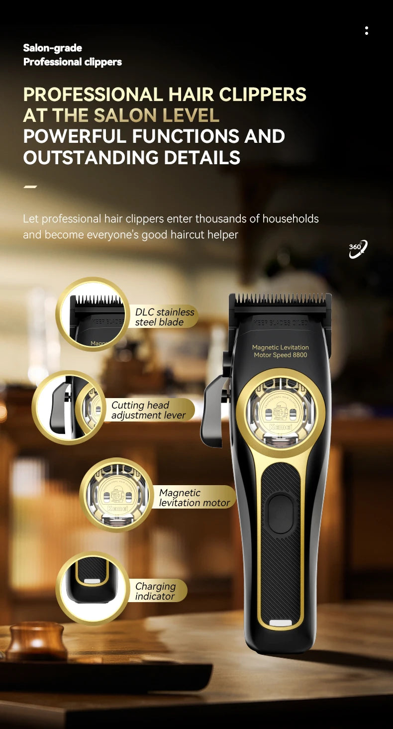 Kemei KM-2373 Professional Hair Clipper – Magnetic Motor & Charging Base