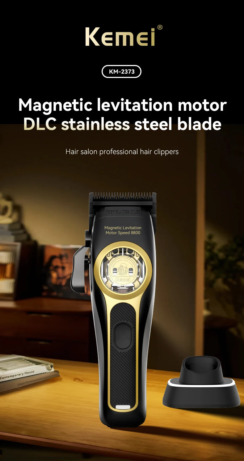 Kemei KM-2373 Professional Hair Clipper – Magnetic Motor & Charging Base