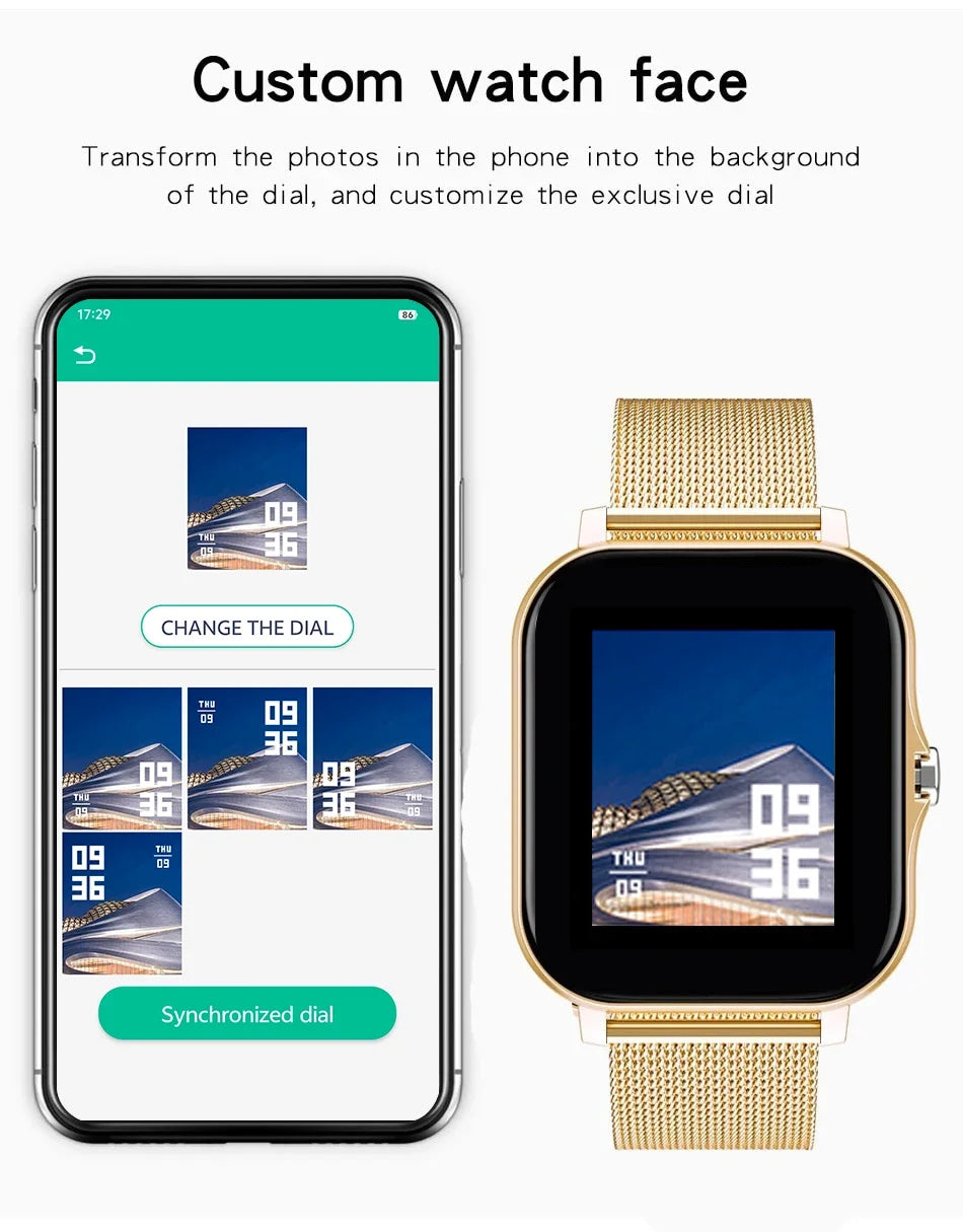 1.44" Bluetooth Smart Watch – Health Tracker for Android & iOS