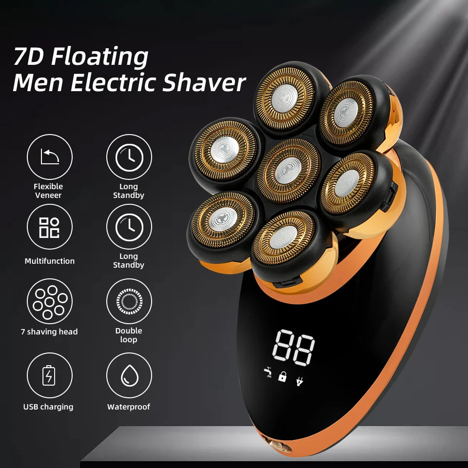 Men’s 7D Floating Electric Shaver – Wet & Dry Rechargeable Razor