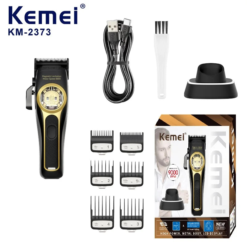 Kemei KM-2373 Professional Hair Clipper – Magnetic Motor & Charging Base