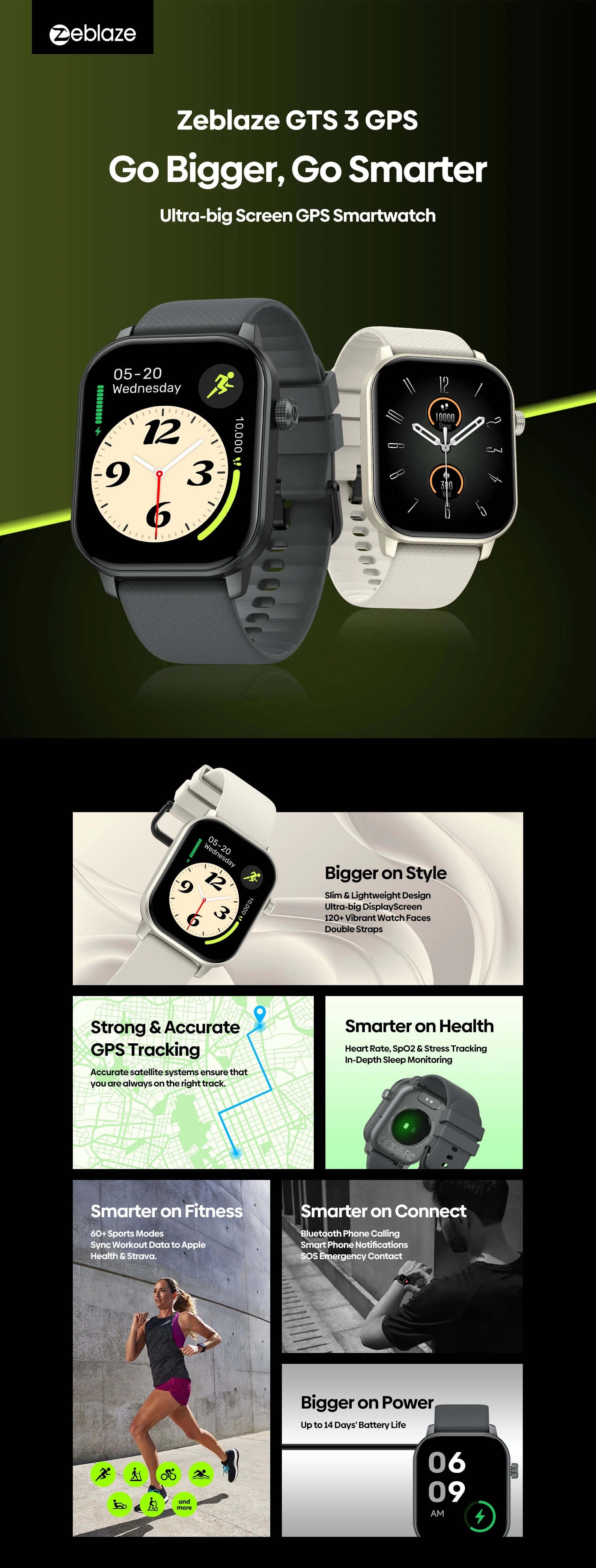 2025 Zeblaze GTS 3 GPS Smartwatch – 2.01" Sports & Health Tracker