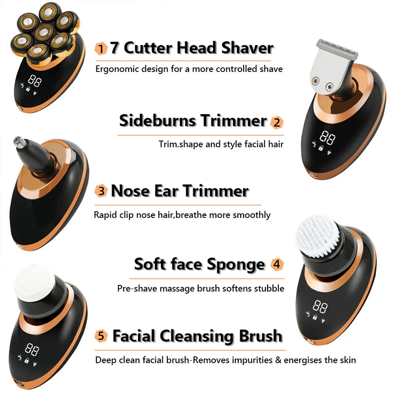 Men’s 7D Floating Electric Shaver – Wet & Dry Rechargeable Razor