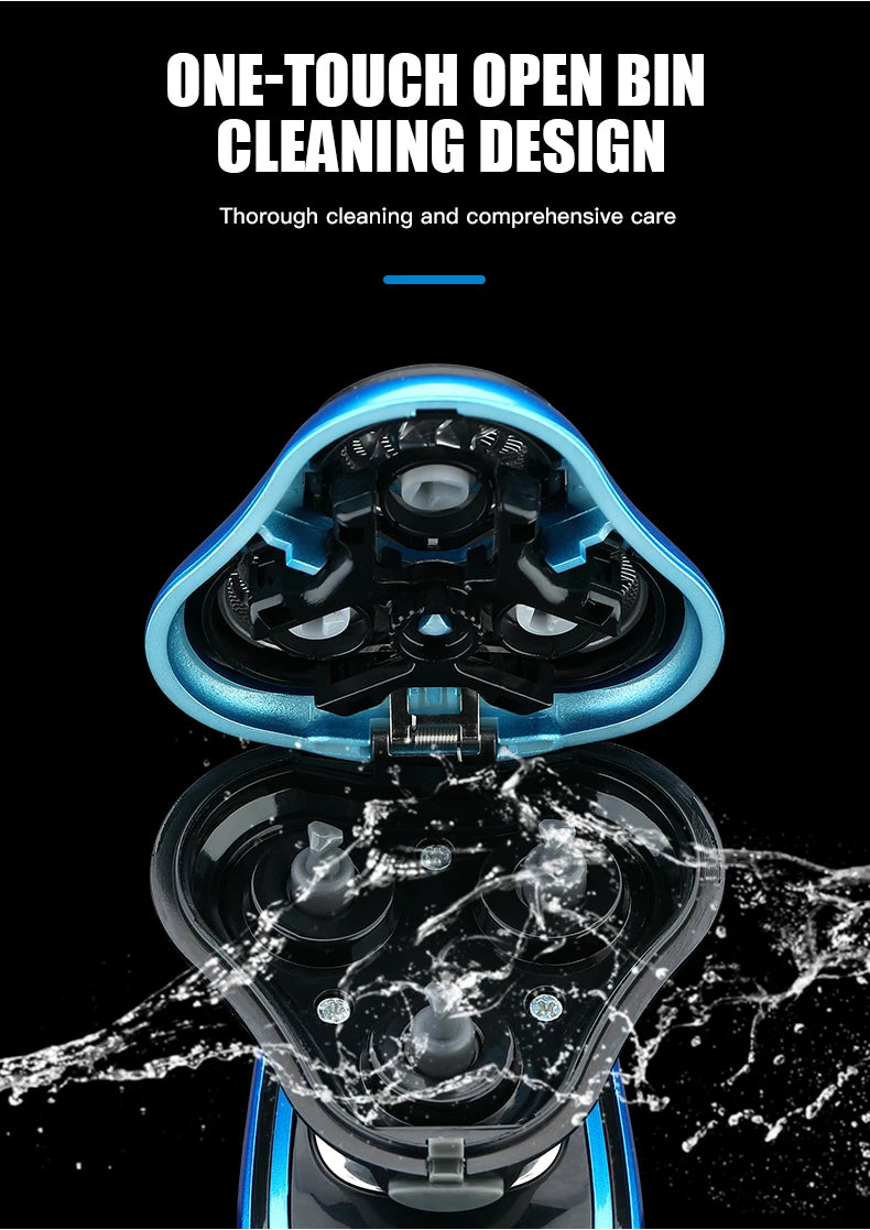 Electric Rotary Shaver & Beard Trimmer – Waterproof Rechargeable Razor
