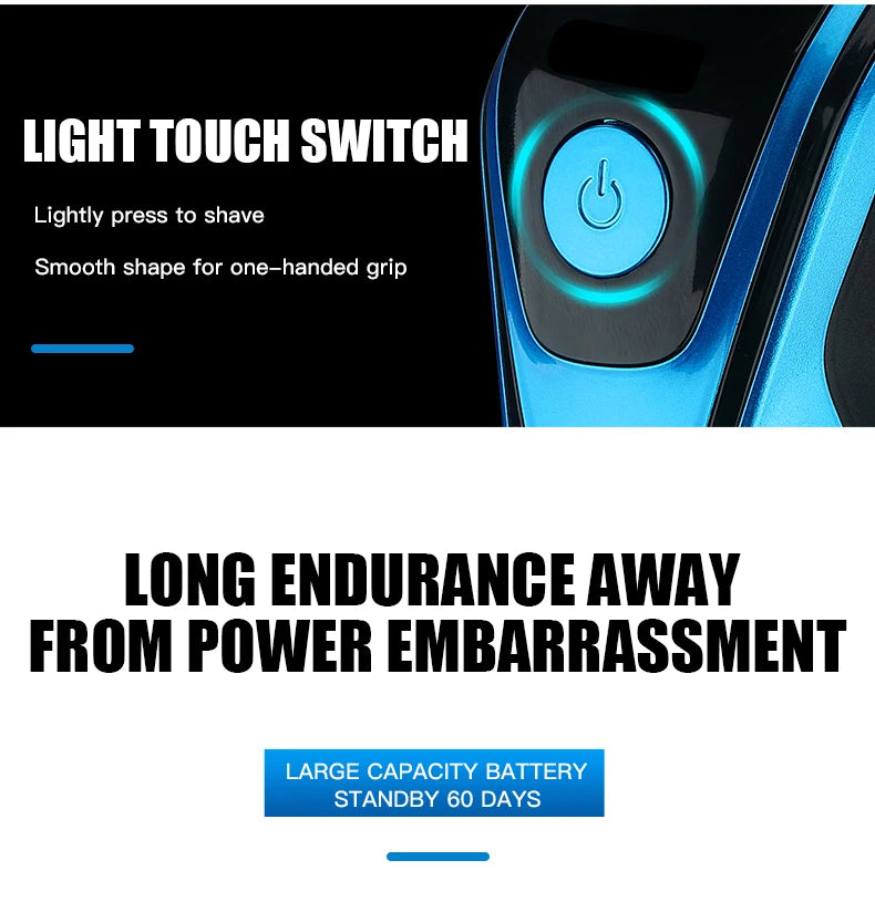 Electric Rotary Shaver & Beard Trimmer – Waterproof Rechargeable Razor