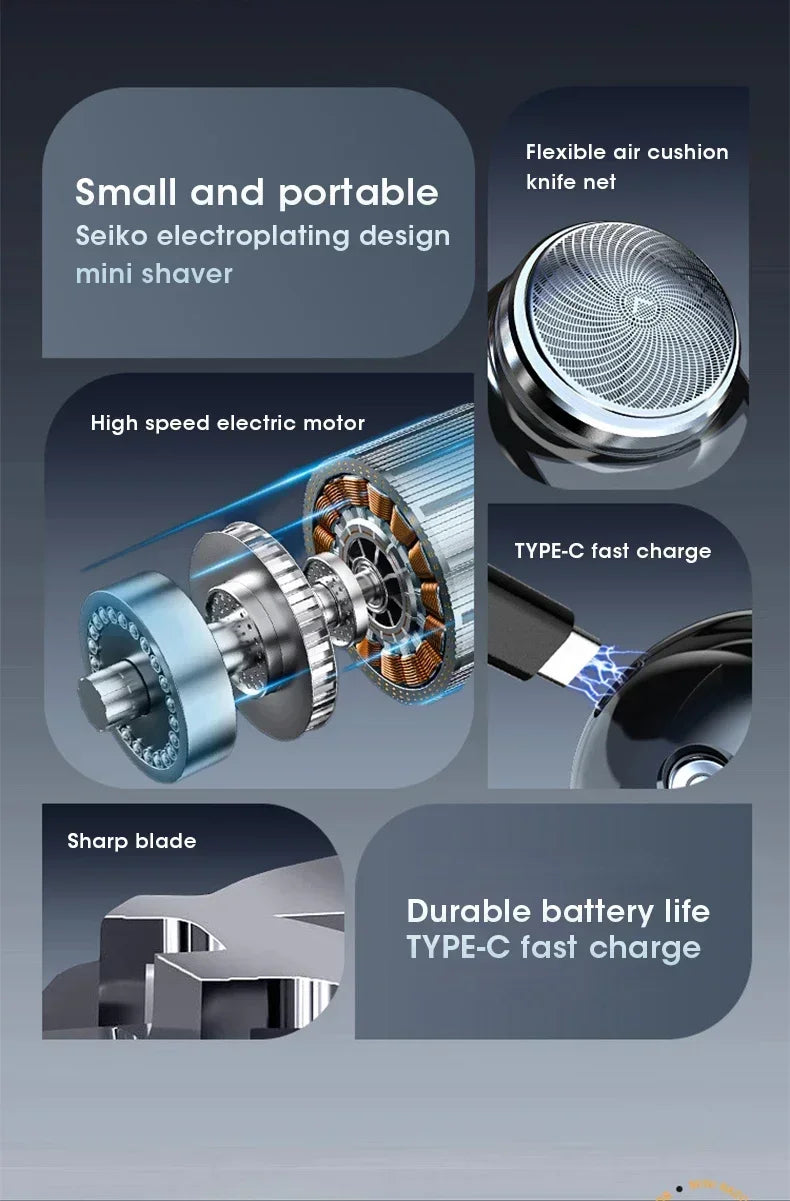 Upgraded Portable Men’s Razor – Wet/Dry, USB Rechargeable, Fast Charging