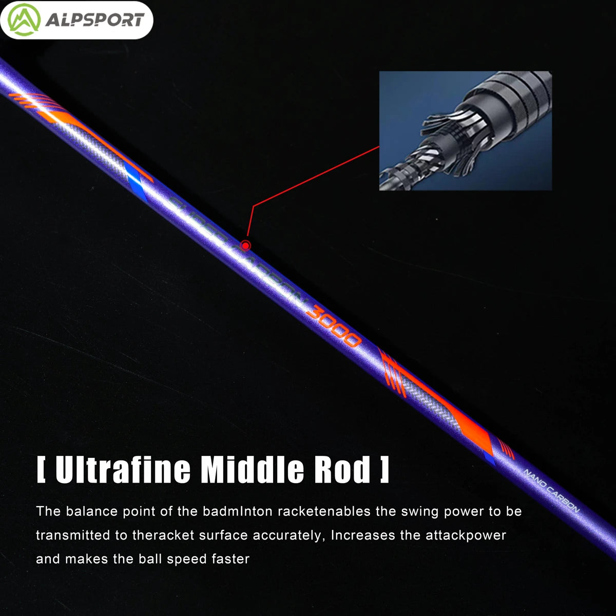 ALP GJ 10U Ultralight 52g Badminton Racket T800 Carbon