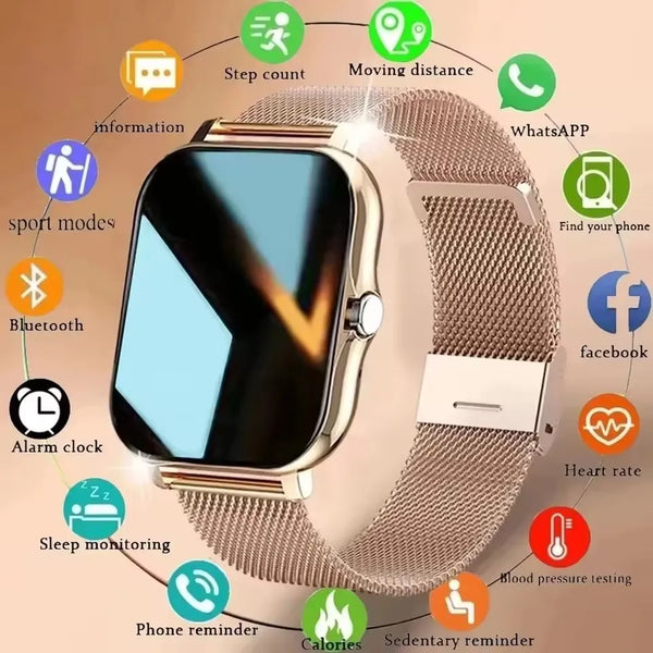 1.44" Bluetooth Smart Watch – Health Tracker for Android & iOS