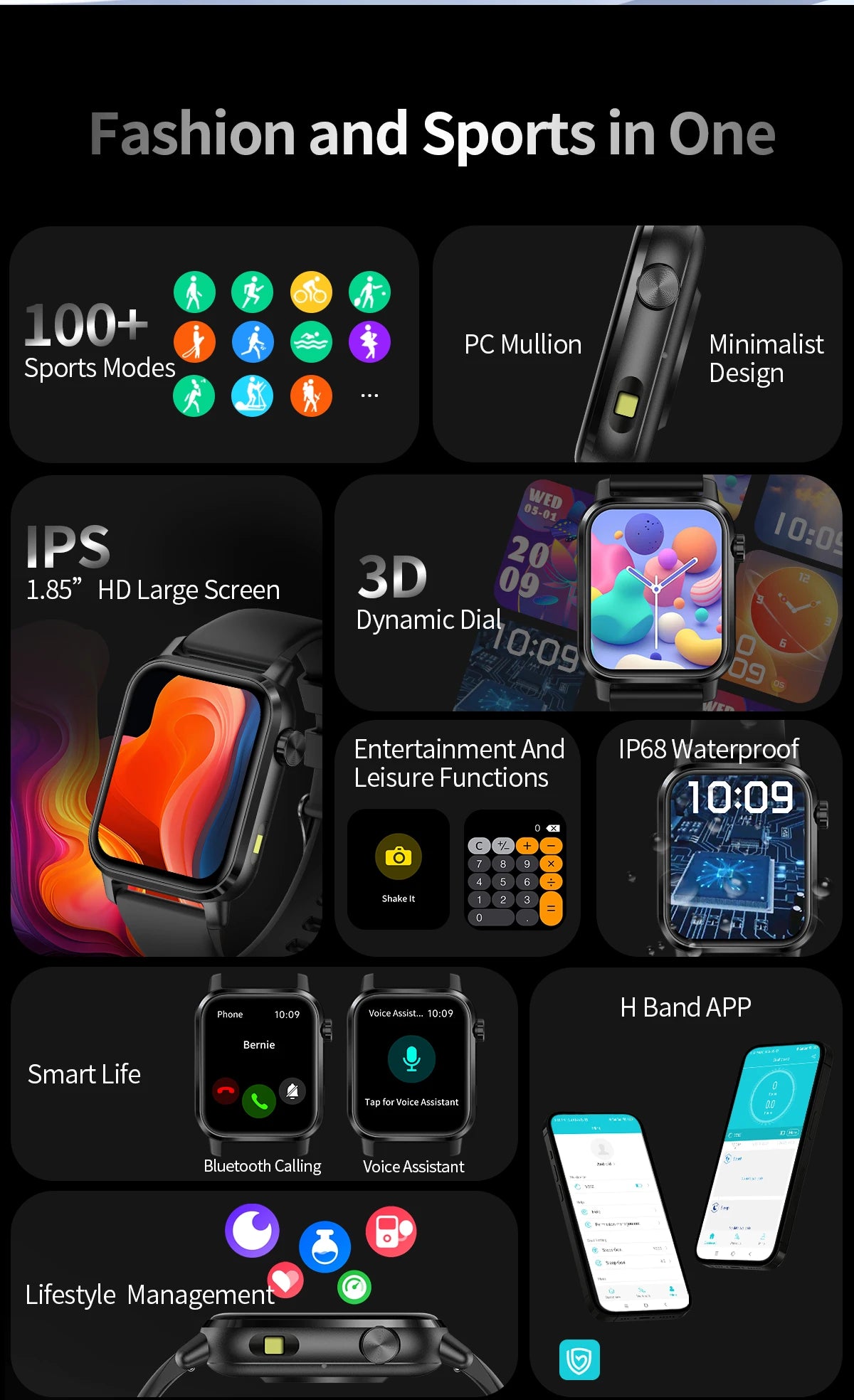 Men's Bluetooth Call Smart Watch – IP68 Waterproof Fitness Tracker