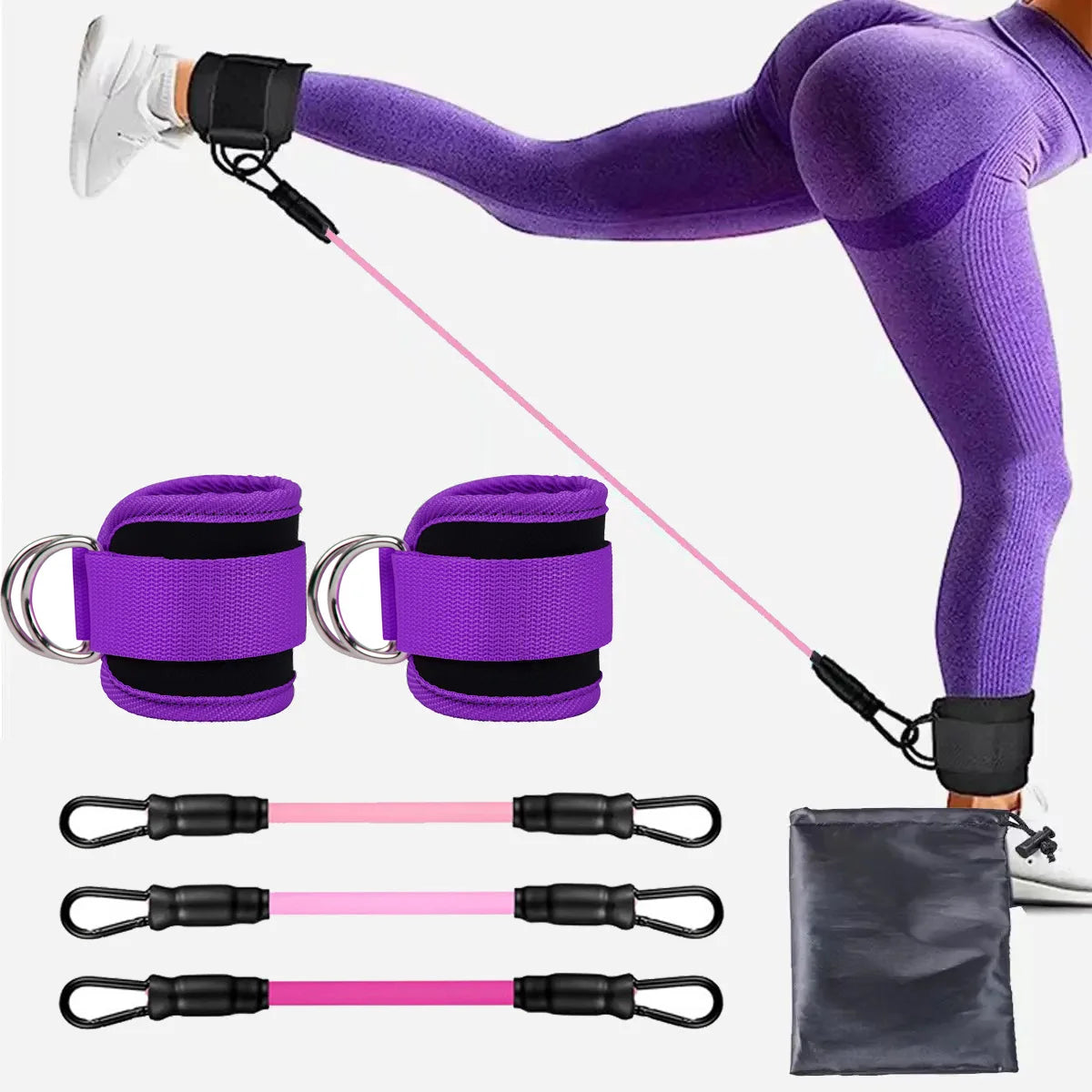 TPE Resistance Bands with Ankle Straps – Leg & Glute Training Set