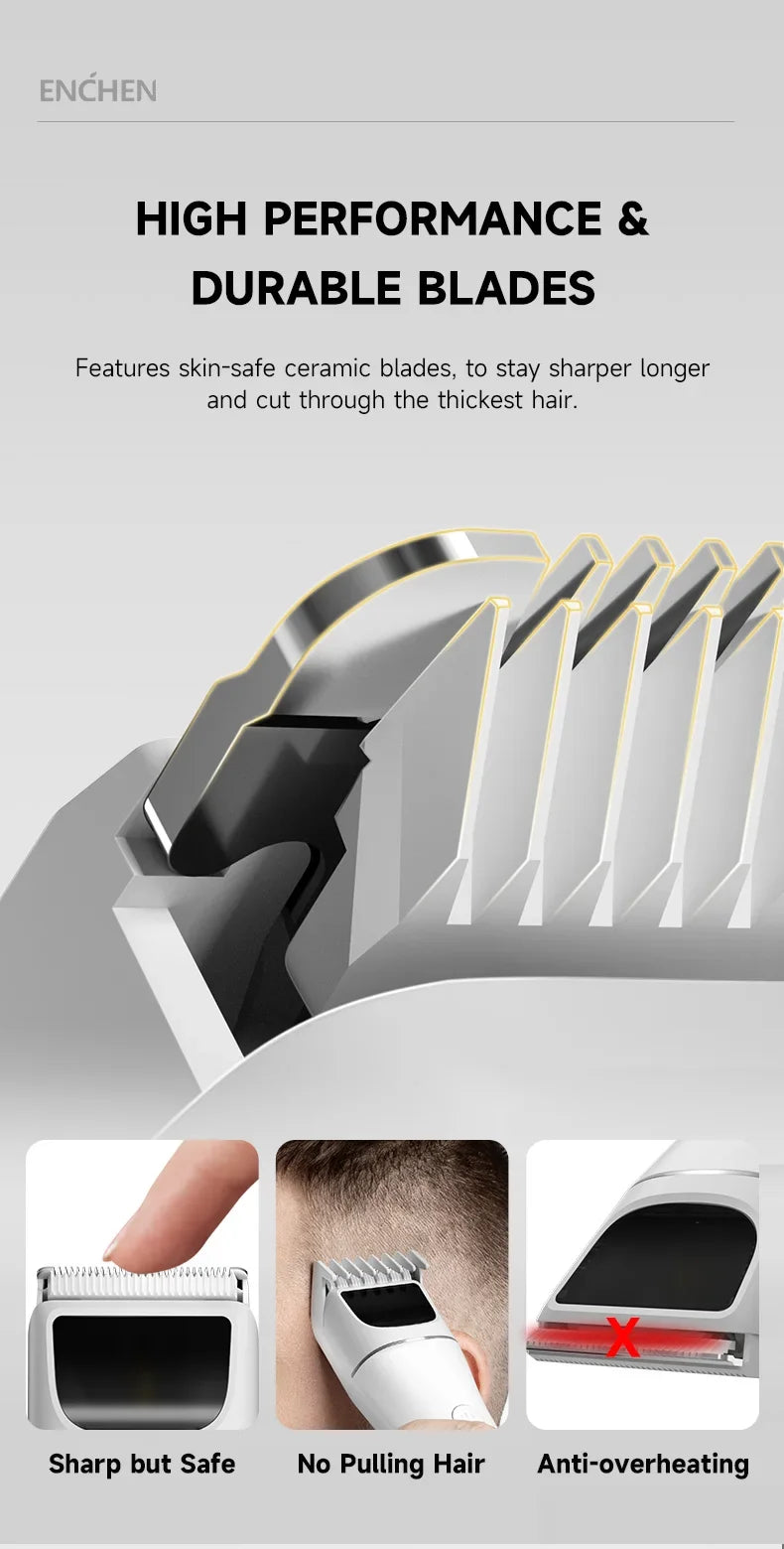 ENCHEN Cordless Hair Clipper & Beard Trimmer – Adjustable Body Groomer