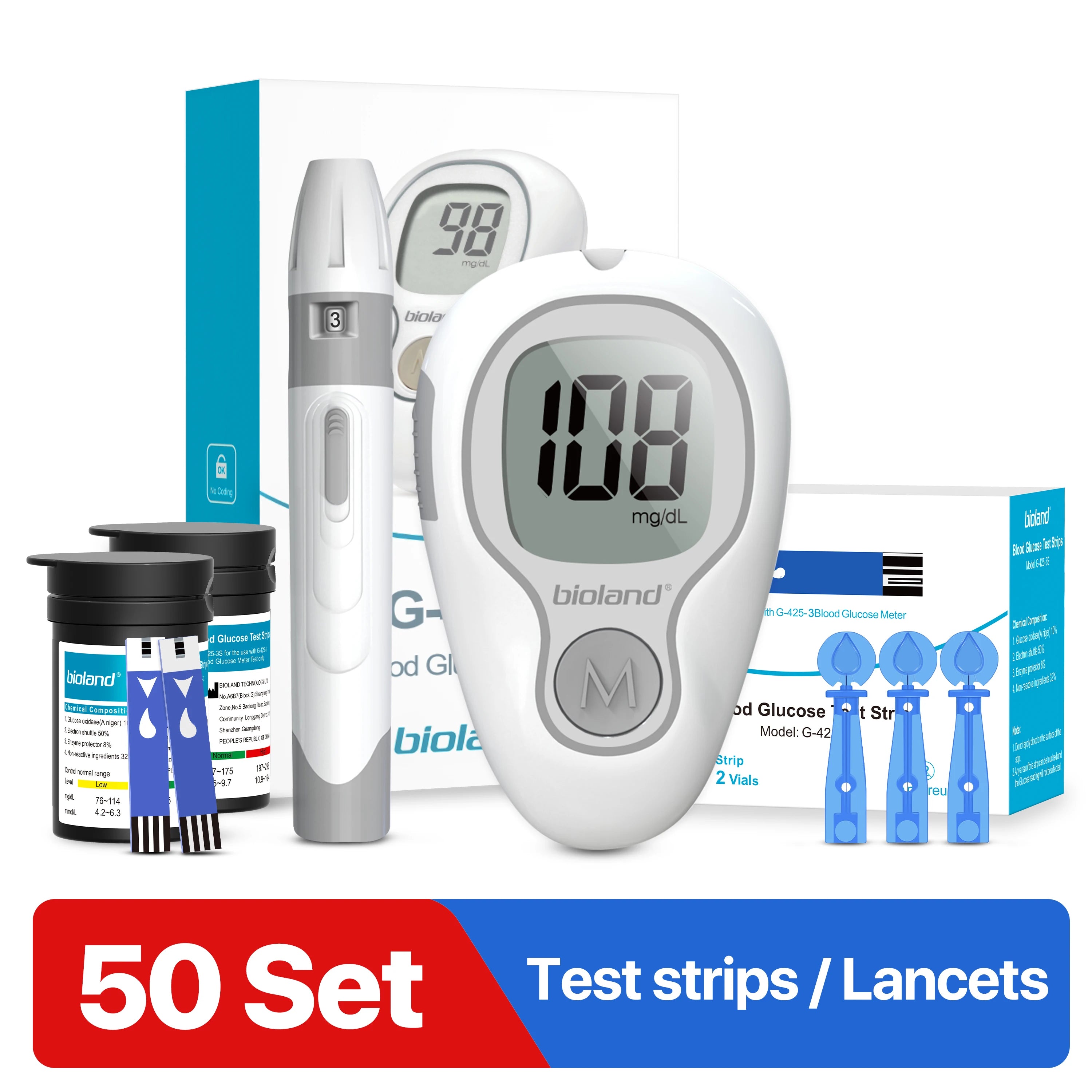 LinkSun G-425-3 Blood Glucose Meter Kit – Diabetes Sugar Monitor