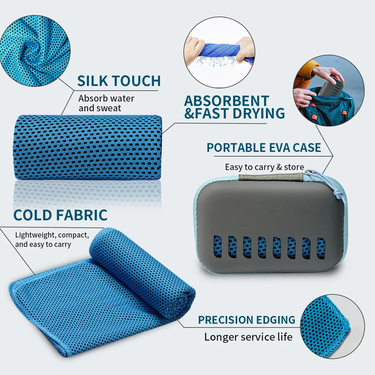 Camping Cooling Towels with EVA Case – Quick-Dry, Portable Sports & Travel Towels
