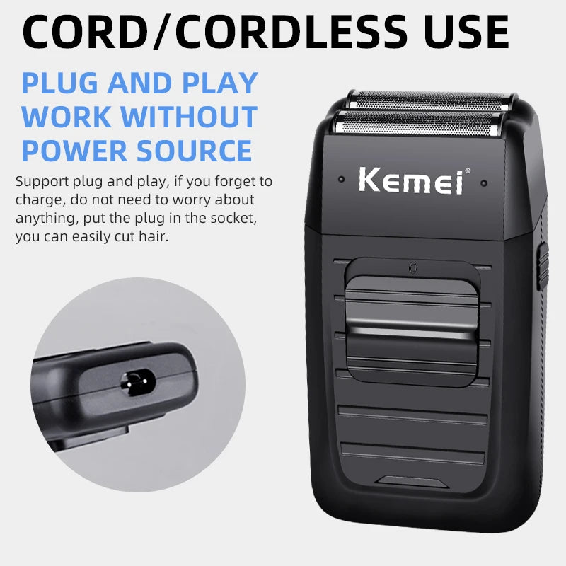 Kemei KM-1102 Cordless Twin Blade Men’s Shaver & Trimmer