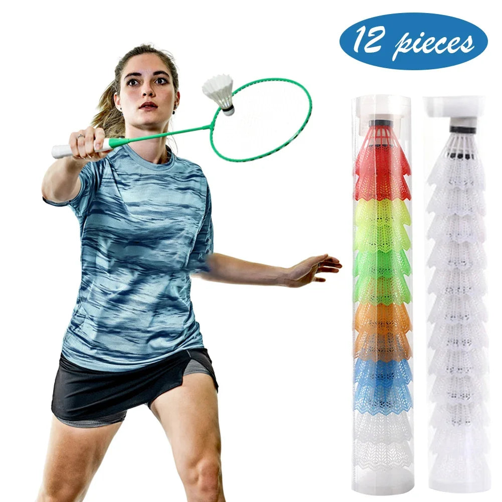 12pcs Lightweight Plastic Badminton Shuttlecocks