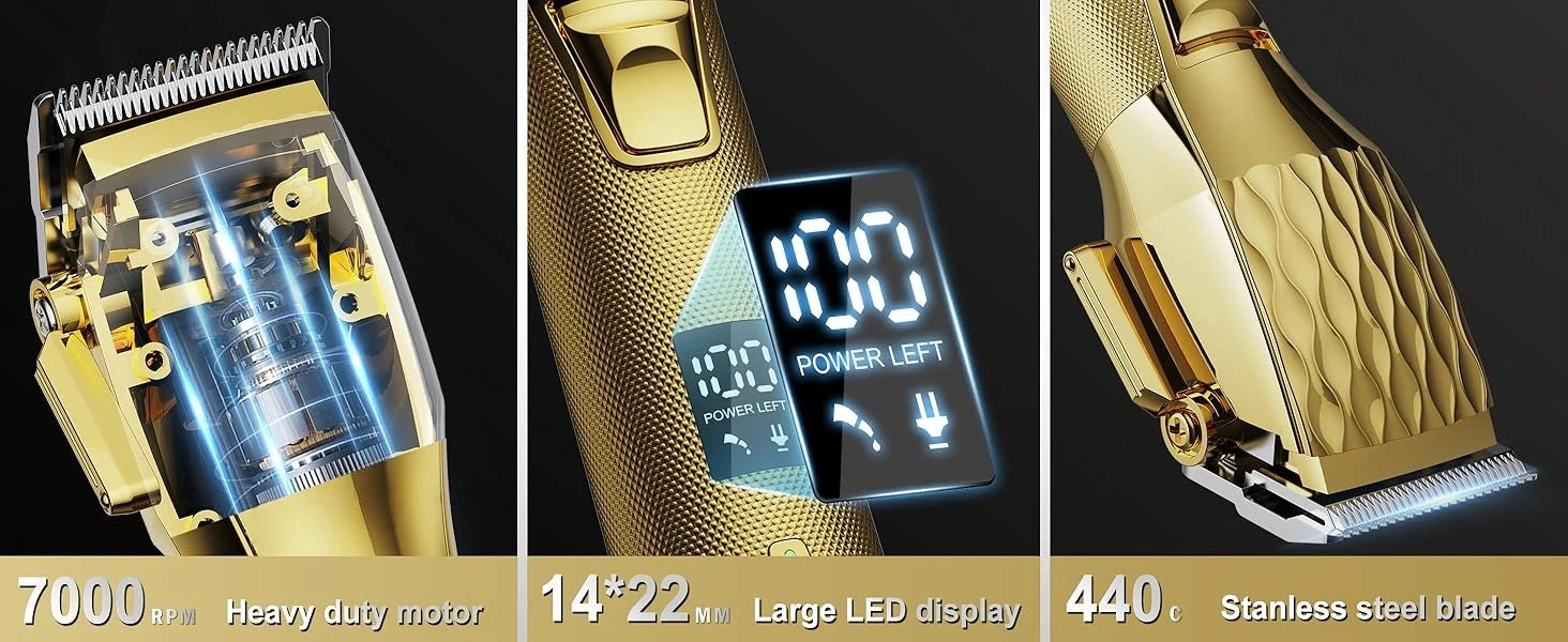 Professional Cordless Hair Clippers for Men with LCD Display