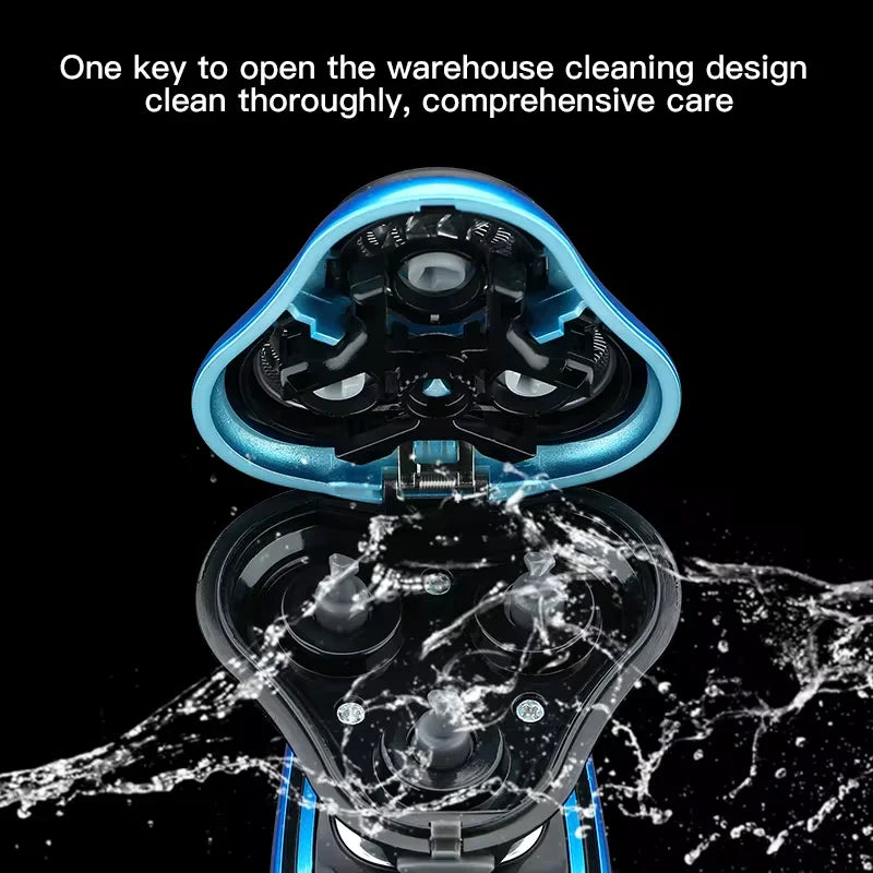 Electric Rotary Shaver & Beard Trimmer – Waterproof Rechargeable Razor