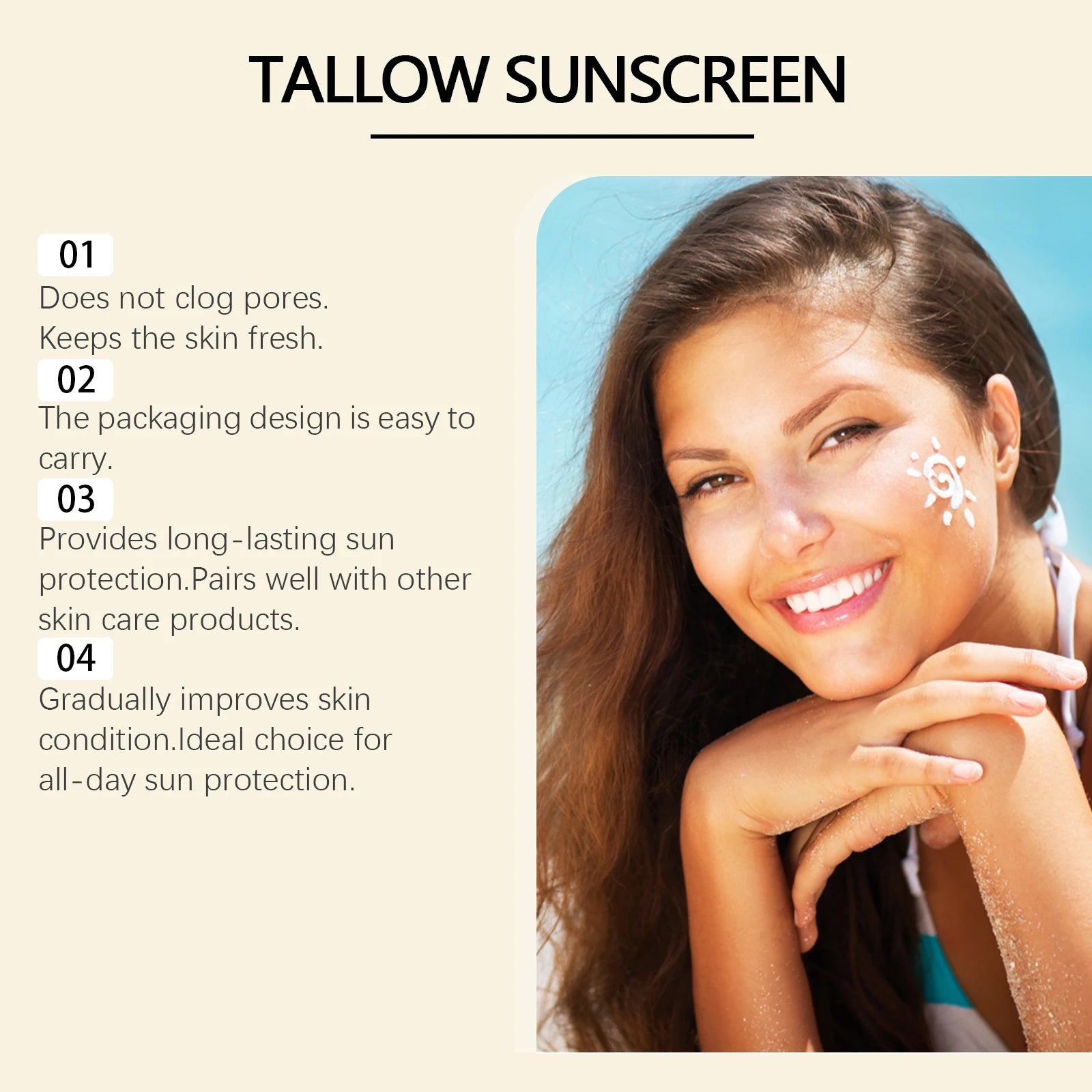 Tallow Brightening Sunscreen SPF30+ – Moisturizing UV Protection