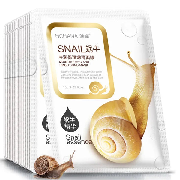 10pcs Snail Moisturizing Face Masks – Hydrating & Oil Control Korean Skincare