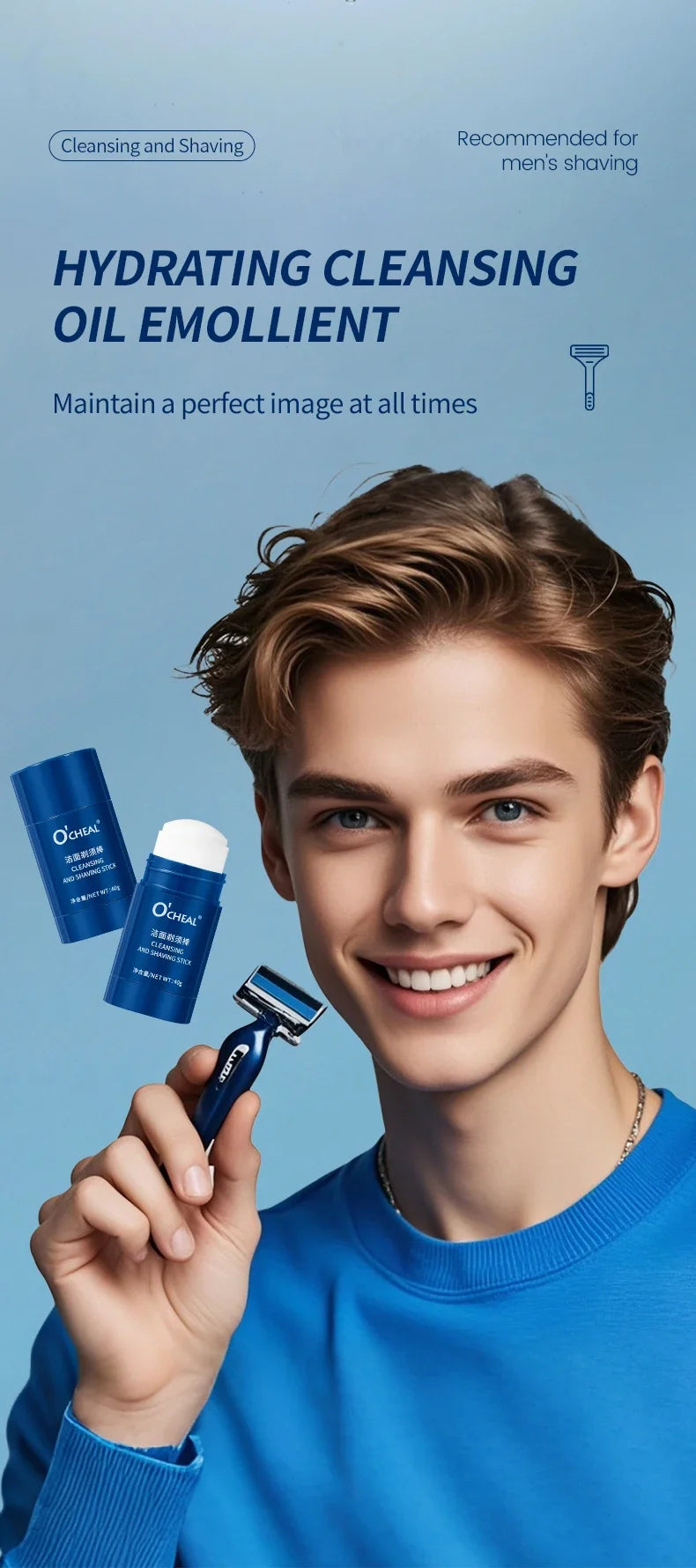 O'CHEAL 40g Facial Cleansing Gel Shaving Stick