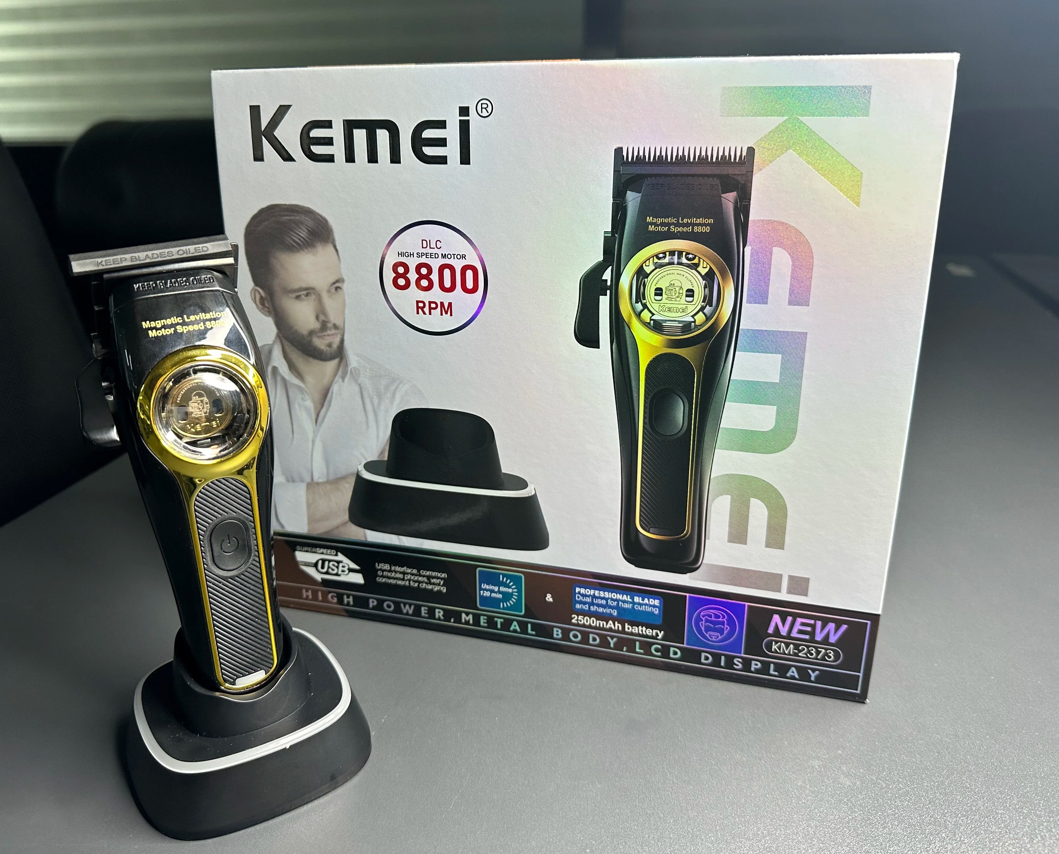 Kemei KM-2373 Professional Hair Clipper – Magnetic Motor & Charging Base