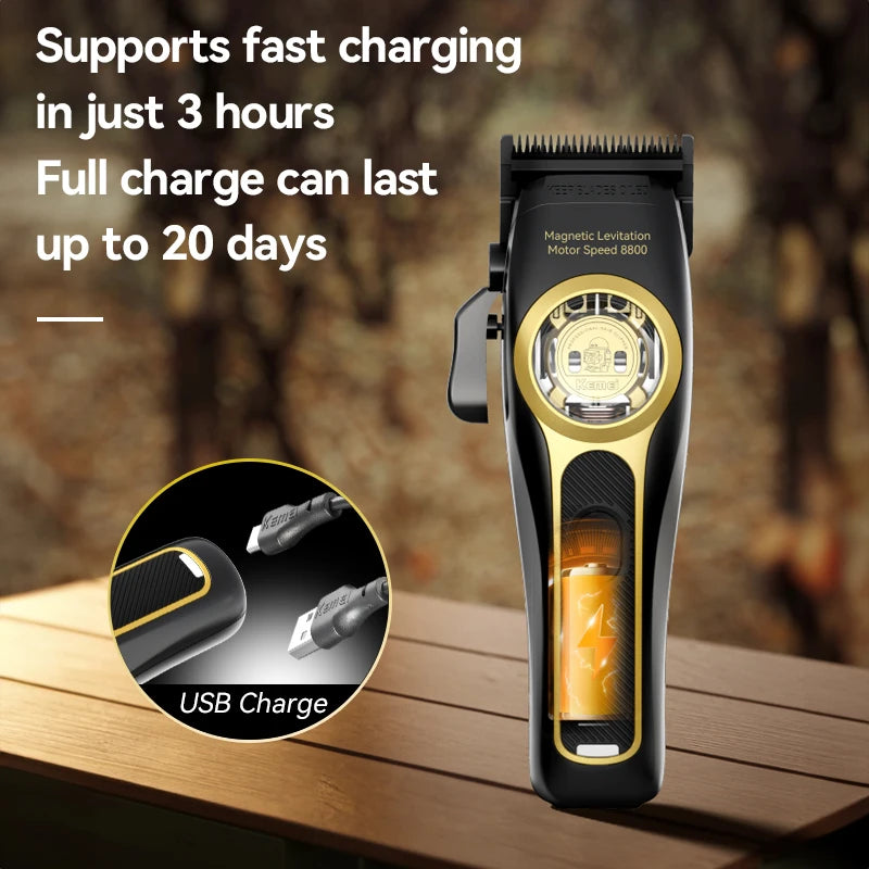 Kemei KM-2373 Professional Hair Clipper – Magnetic Motor & Charging Base