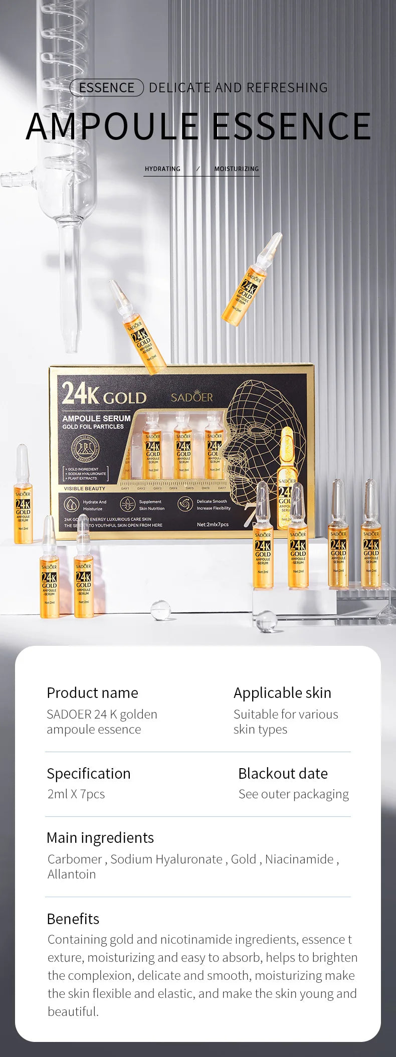 24K Gold Anti-Aging Face Serum – Dark Spot & Wrinkle Remover